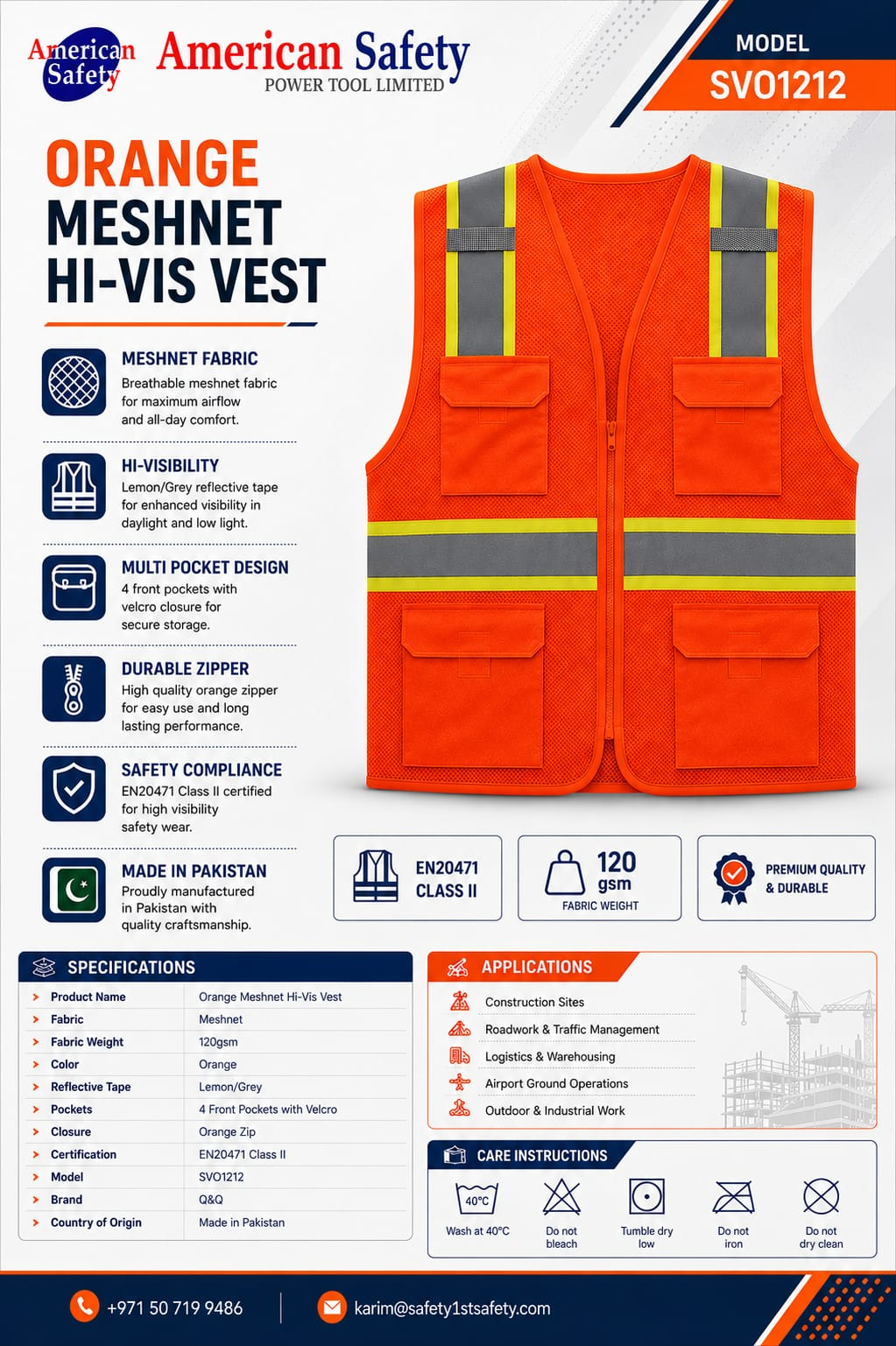 Orange Meshnet Hi-Vis Vest SVO1212 - Image 2