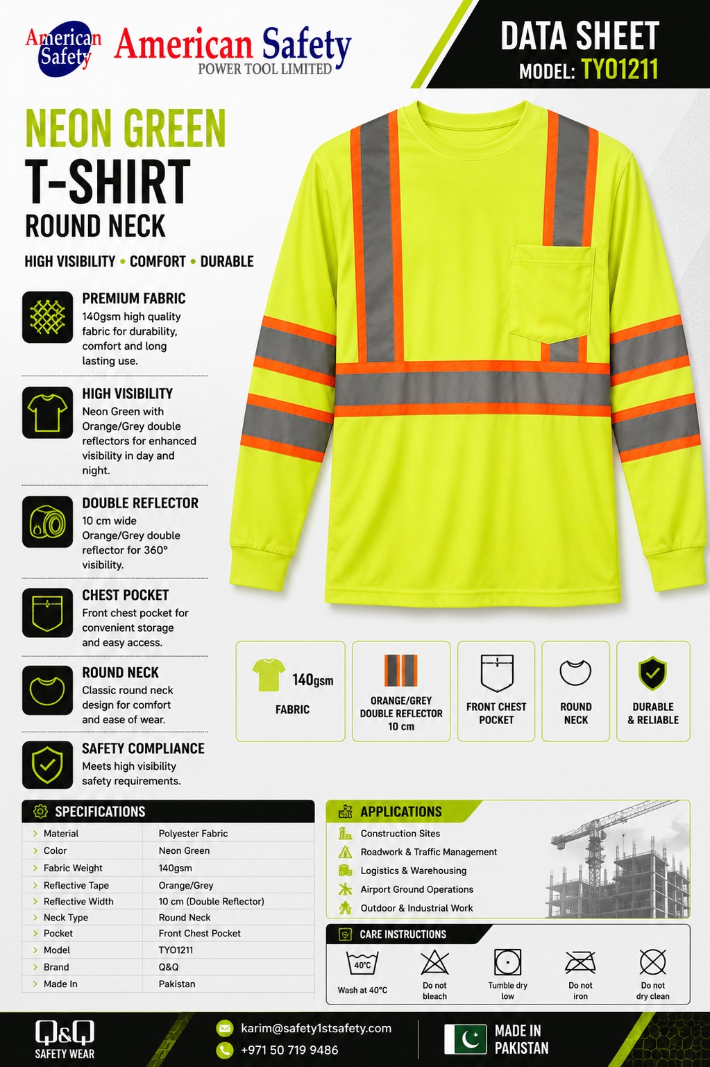 Neon Green Hi-Vis T-Shirt Round Neck TY01211 brochure