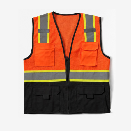 120 GSM Hi-Vis Mesh Safety Vest with Reflective Tape and Four Front Pockets